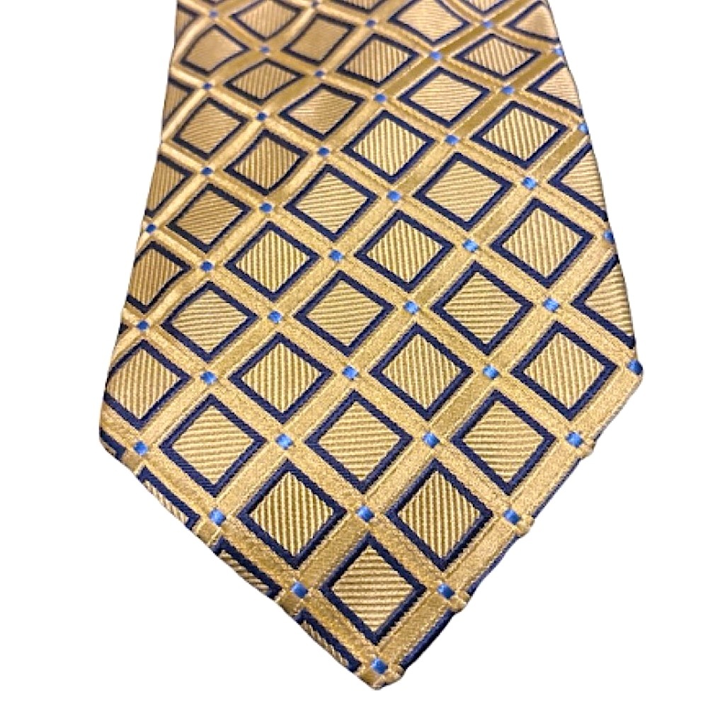 Tommy Hilfiger Gold and Navy Diamond Pattern Tie